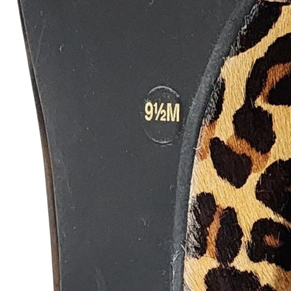 Tory Burch Black Criss Cross Leopard Print Wedge Platform Heels Sandals 9.5 - Picture 9 of 14